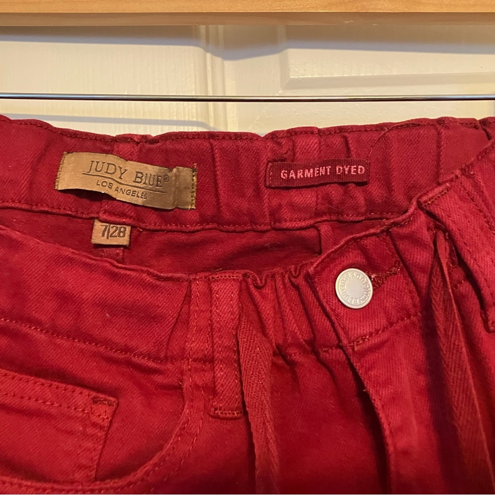 Judy Blue Garment Dyed vibrant red joggers